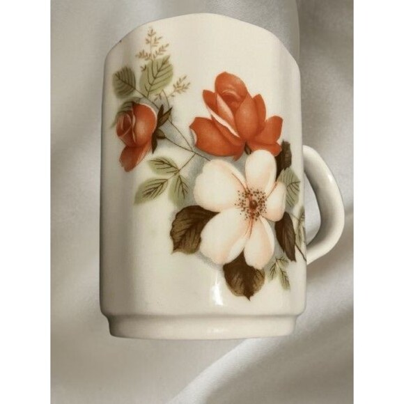 Marke Ivory ChinaWare Vintage floral Mug Other - Vintage MCM Wild Rose Coffee MUG: 1950s Marke Ivory China" FashionWare 1942".